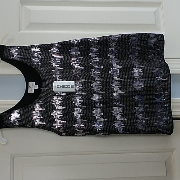 Chico's Tops - Chico's Sequins Contemporary Tank Black/Silver Chico's 2